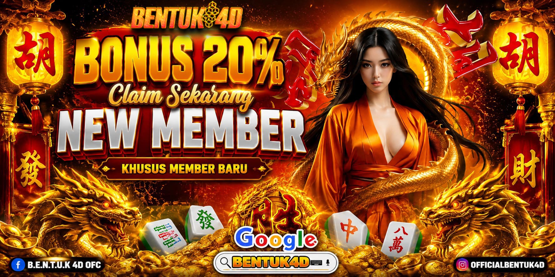 Bonus New Member 20% BENTUK4D Claim Sekarang